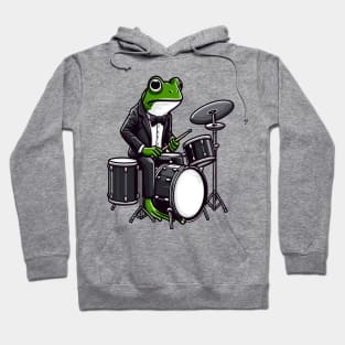 Frog Playing Drums Hoodie